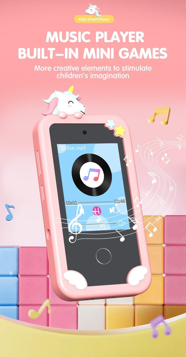 Kids 4G Smart Toy Phone with 2.8-inch Touch Screen, Toy Camera, Bead Learning Features, and Cute Dinosaur & Unicorn Cases – Educational Desktop Mobile for Toddlers, Available at Giggly Groves