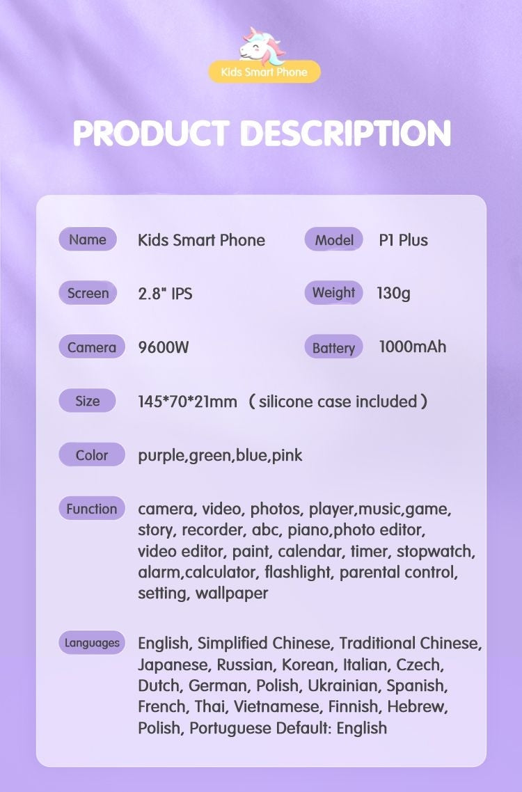 Kids 4G Smart Toy Phone with 2.8-inch Touch Screen, Toy Camera, Bead Learning Features, and Cute Dinosaur & Unicorn Cases – Educational Desktop Mobile for Toddlers, Available at Giggly Groves