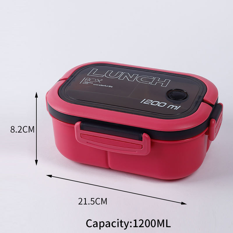 BPA-free plastic interior bento lunch boxes for kids in 4 colors.