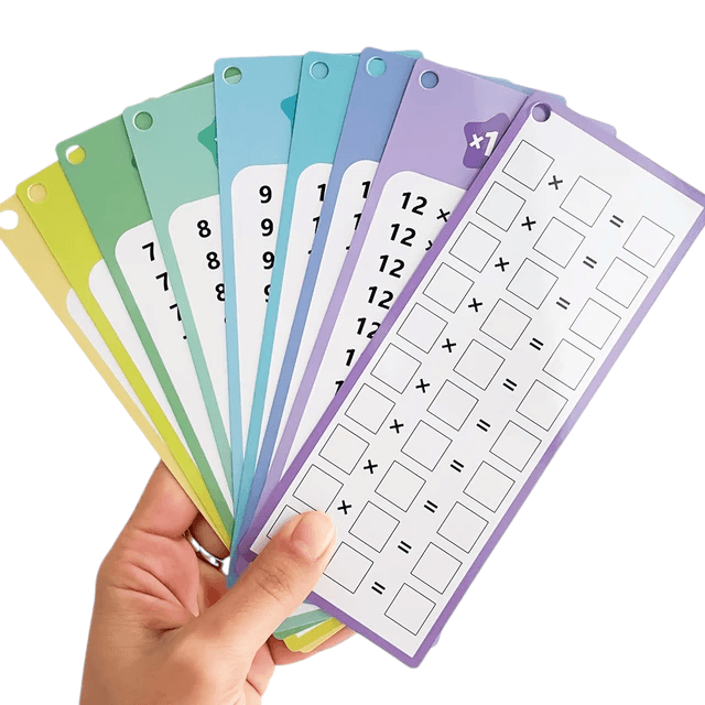 Engaging Multiplication Flash Cards for Kids - Colorful, interactive cards featuring fun cartoon characters and a write-and-wipe design. Perfect for helping children master multiplication facts while having fun. Ideal for parents and educators looking for effective learning tools - Giggly Groves