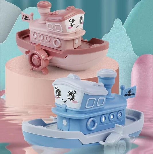 Adorable Wind-Up Cartoon Ship Bath Toy - Giggly Groves
