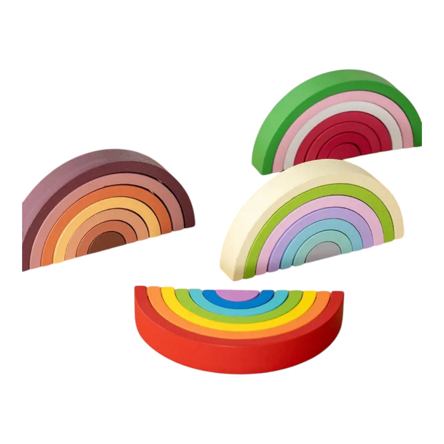 Montessori Wooden Rainbow Stacking Blocks from Giggly Groves - A vibrant educational toy set designed to enhance kids' fine motor skills, color recognition, and problem-solving abilities. Perfect for toddlers and preschoolers.