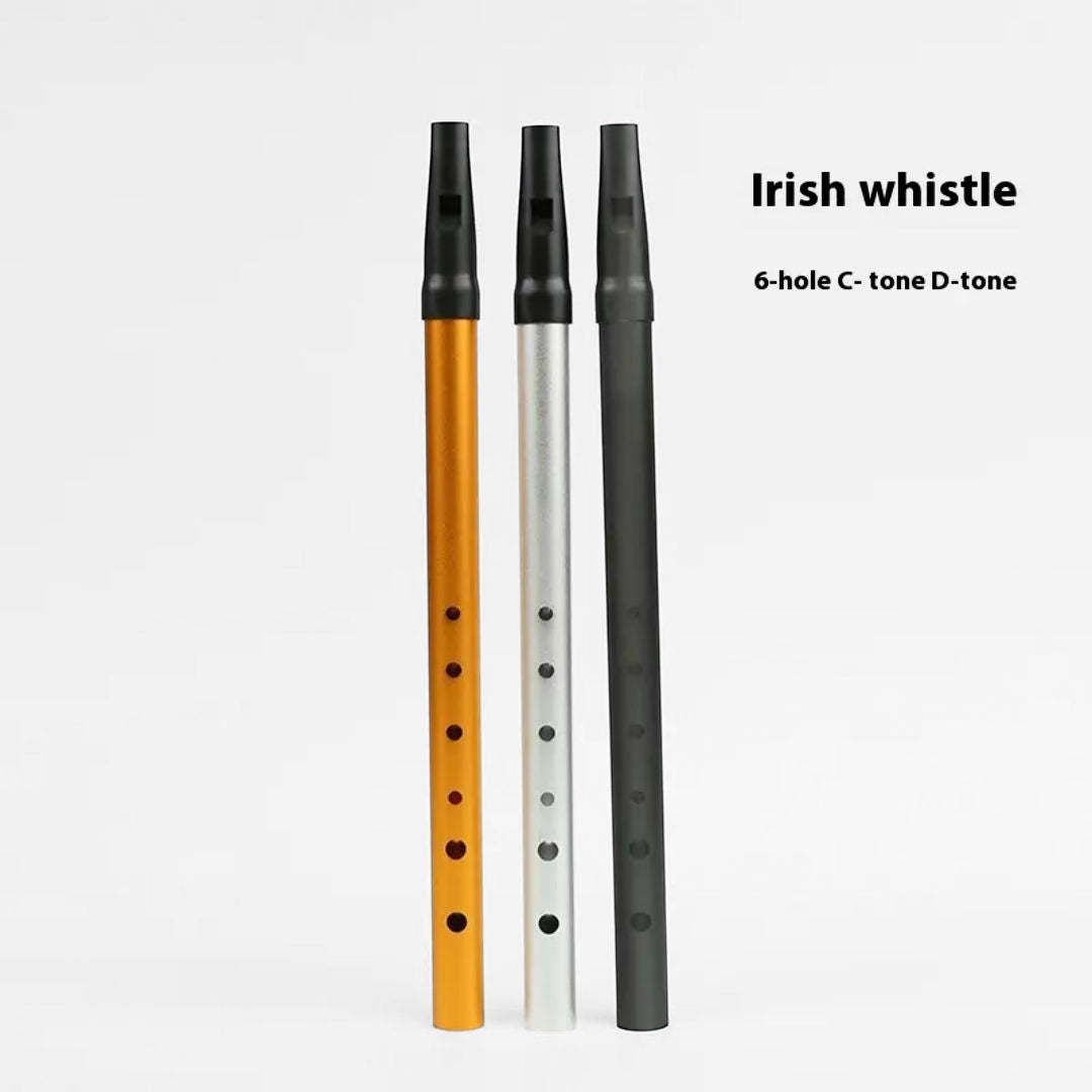 Beginner Kids Flute Party Favor – 6-hole Irish metal whistle in C-D key, ideal for music learning, parties, and gifting, available at Giggly Groves