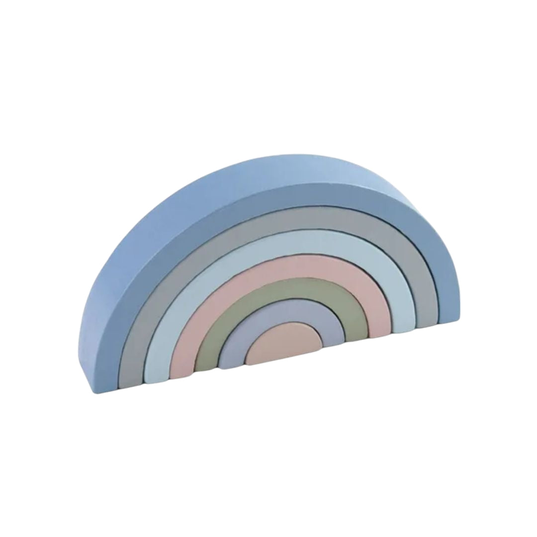 Montessori Wooden Rainbow Stacking Blocks from Giggly Groves - A vibrant educational toy set designed to enhance kids' fine motor skills, color recognition, and problem-solving abilities. Perfect for toddlers and preschoolers.