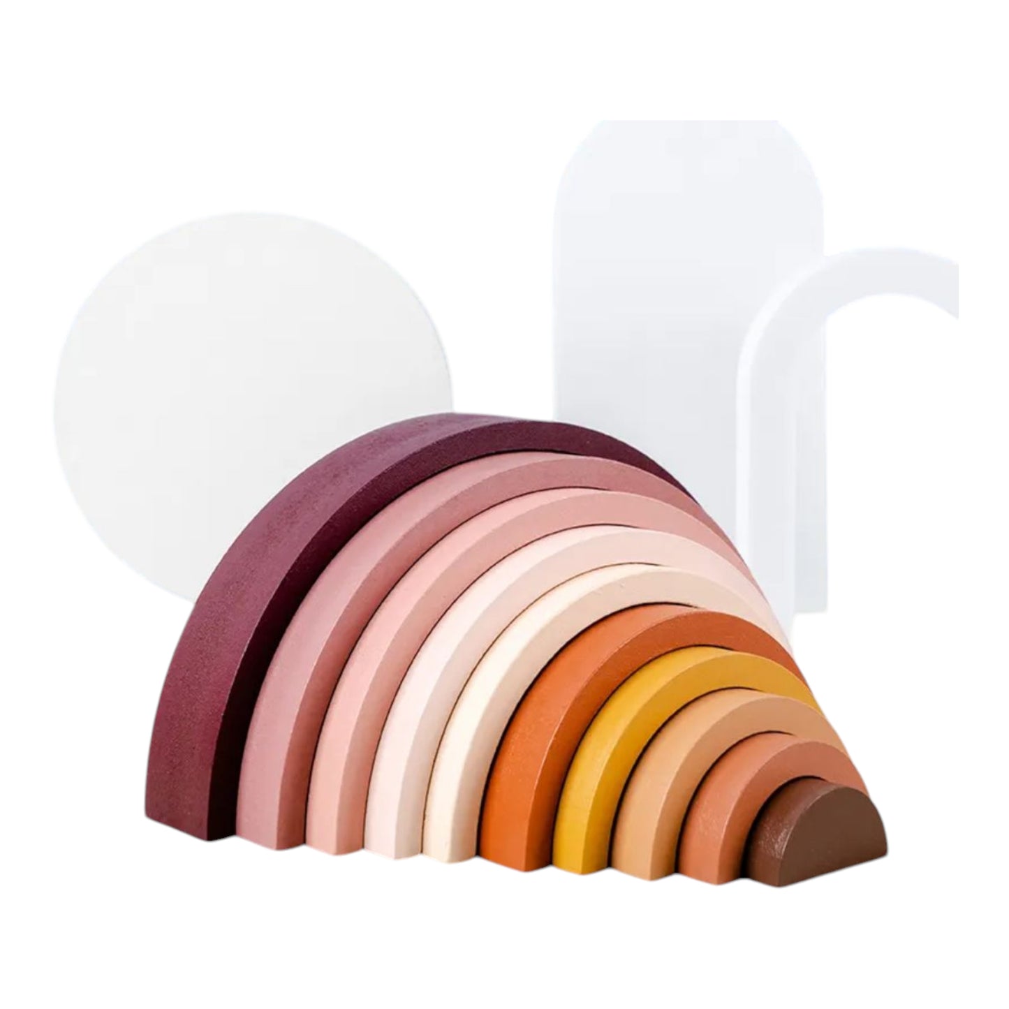 Montessori Wooden Rainbow Stacking Blocks from Giggly Groves - A vibrant educational toy set designed to enhance kids' fine motor skills, color recognition, and problem-solving abilities. Perfect for toddlers and preschoolers.
