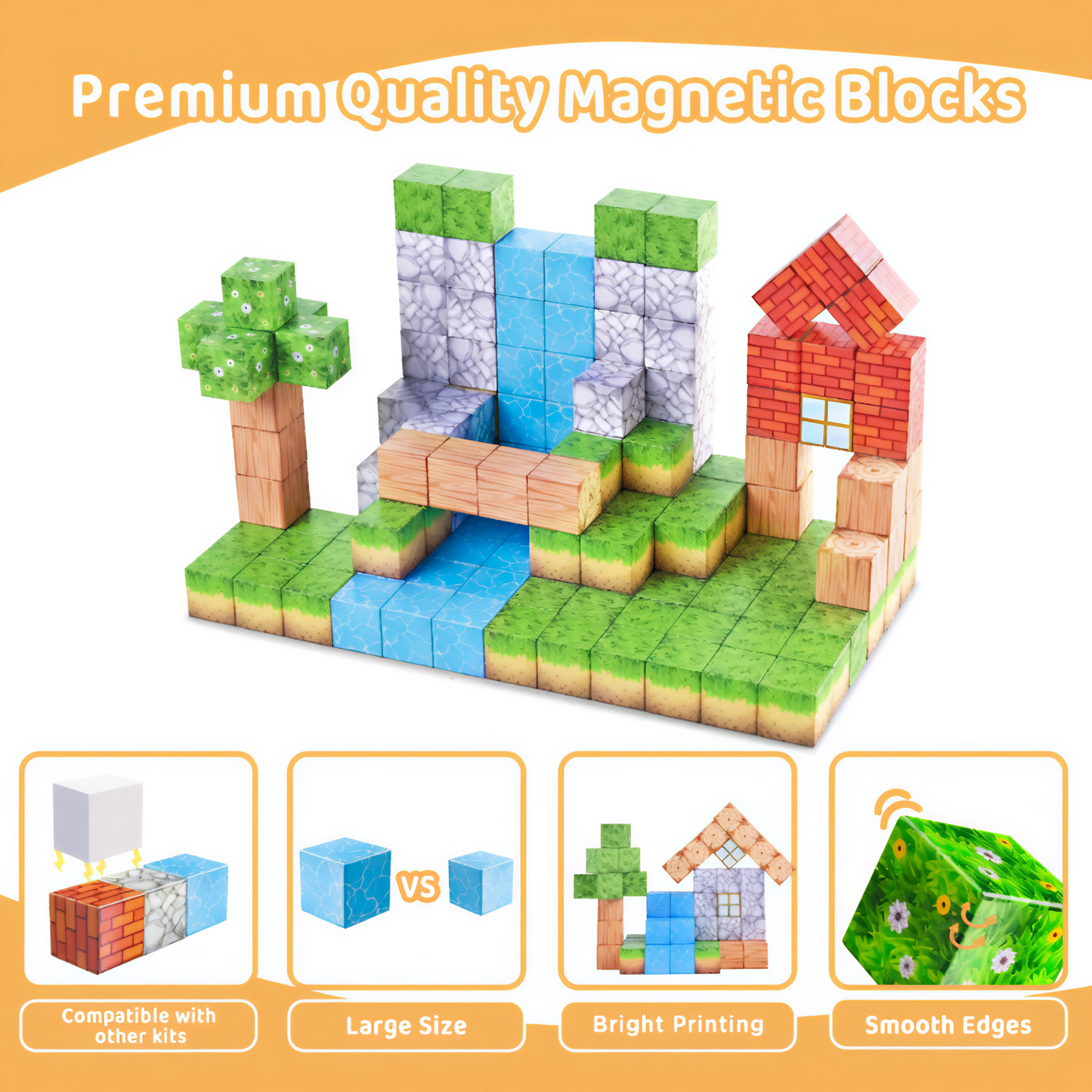 Children playing with Giggly Groves 157-piece magnetic building blocks – colorful sensory STEM toy for boys and girls, educational birthday gift promoting creativity and motor skills, available at gigglygroves.com.