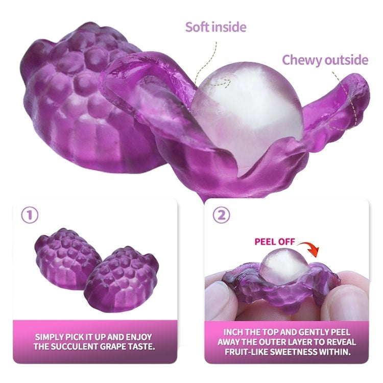 Amos Peelerz peelable grape gummy candy sold at Giggly Groves—fun jelly sweets for kids with vibrant purple packaging and realistic fruit peel texture.