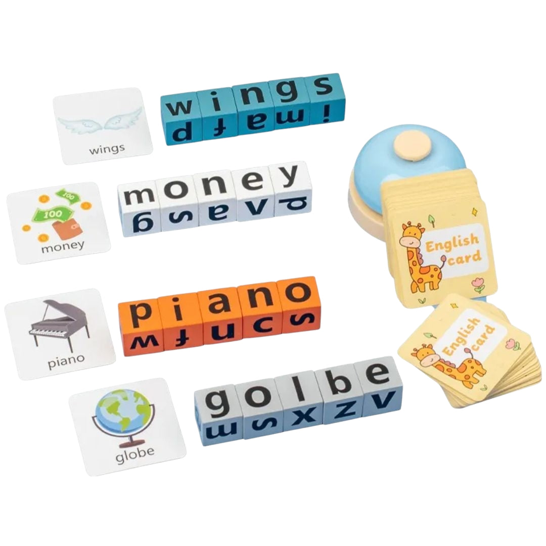 Montessori wooden letter blocks for kids - A fun educational tool for early learning and cognitive development available at Giggly Groves.