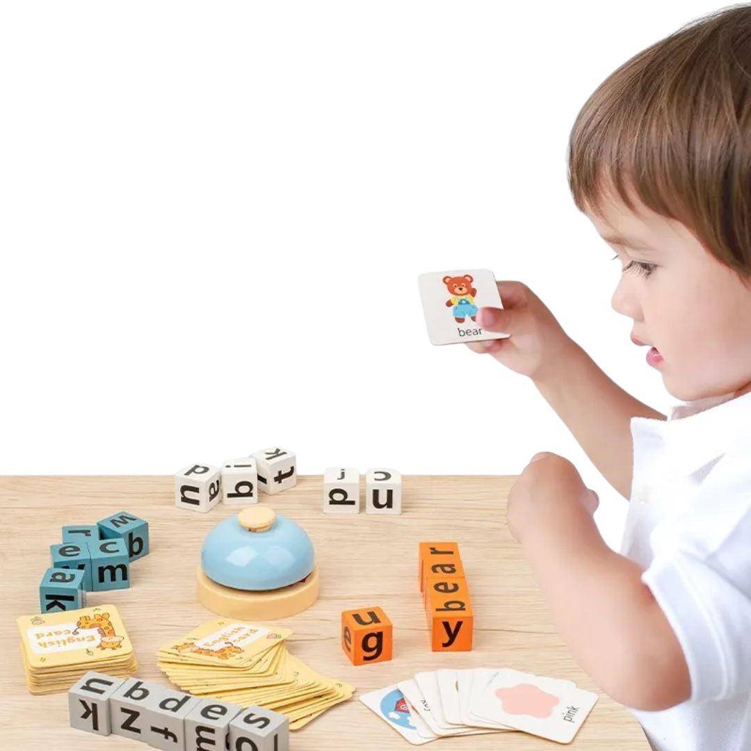 Montessori wooden letter blocks for kids - A fun educational tool for early learning and cognitive development available at Giggly Groves.