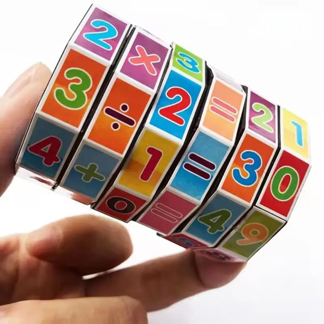 Colorful Montessori educational toy by Giggly Groves, featuring rotating number blocks designed to help young children learn basic math concepts through fun and interactive play.