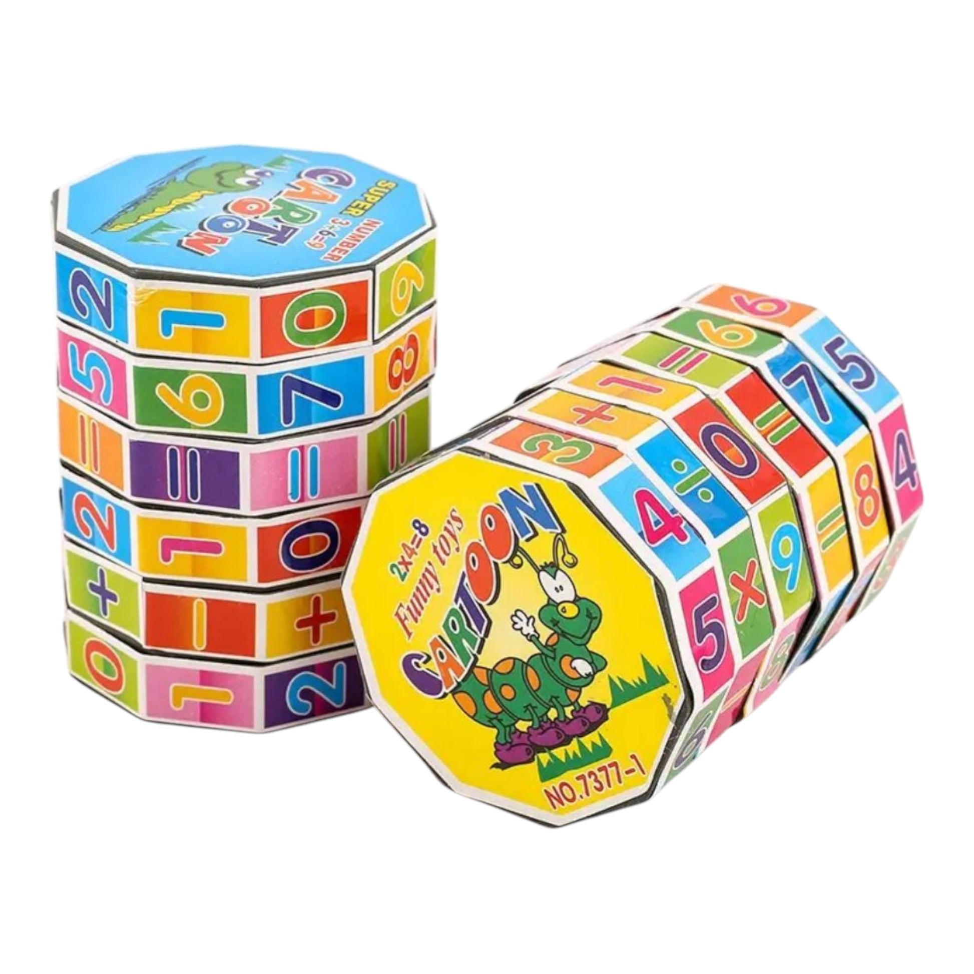 Colorful Montessori educational toy by Giggly Groves, featuring rotating number blocks designed to help young children learn basic math concepts through fun and interactive play.