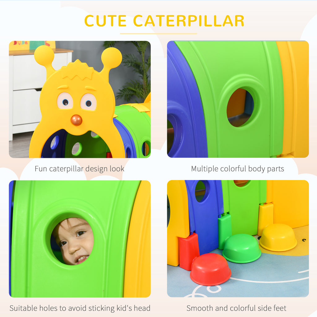 Giggly Groves 5ft Caterpillar Toddler Tunnel – Indoor/Outdoor Multicolored Crawl & Climb Play Structure for Kids – 4-Section Heavy Duty Activity Center