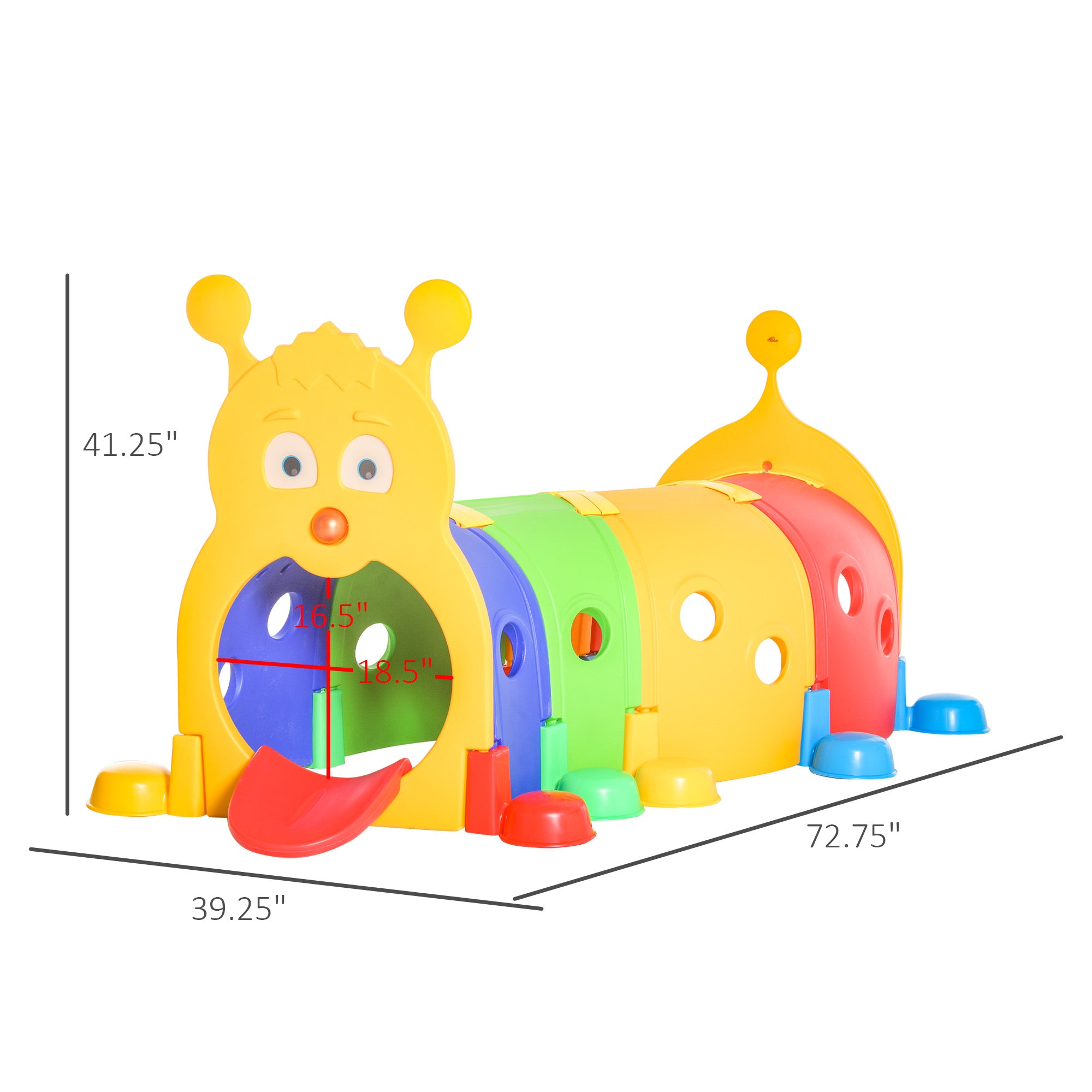 Giggly Groves 5ft Caterpillar Toddler Tunnel – Indoor/Outdoor Multicolored Crawl & Climb Play Structure for Kids – 4-Section Heavy Duty Activity Center