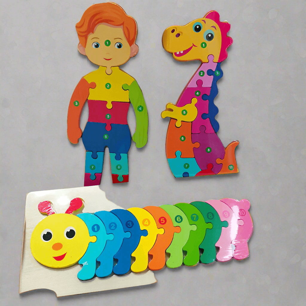 Engaging Animal & Vehicle Themed Wooden Puzzles - Giggly Groves