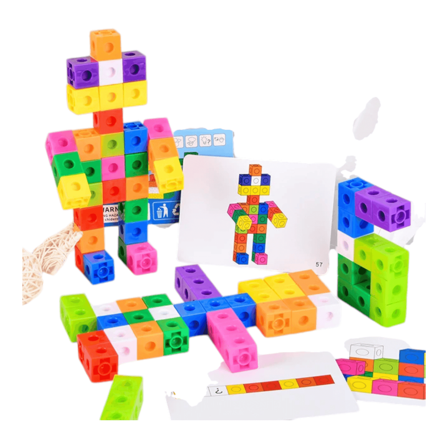 100-Piece MathLink Cubes Set for Kids - Enhance your child’s learning with this colorful, interlocking cube set. Perfect for STEM education, these cubes come in vibrant colors like red, yellow, green, blue, and orange, featuring numbers and math symbols. Ideal for developing fine motor skills and math proficiency. Packaged in a clear storage box for easy organization. A popular choice for interactive learning and educational play. Available now at Giggly Groves.