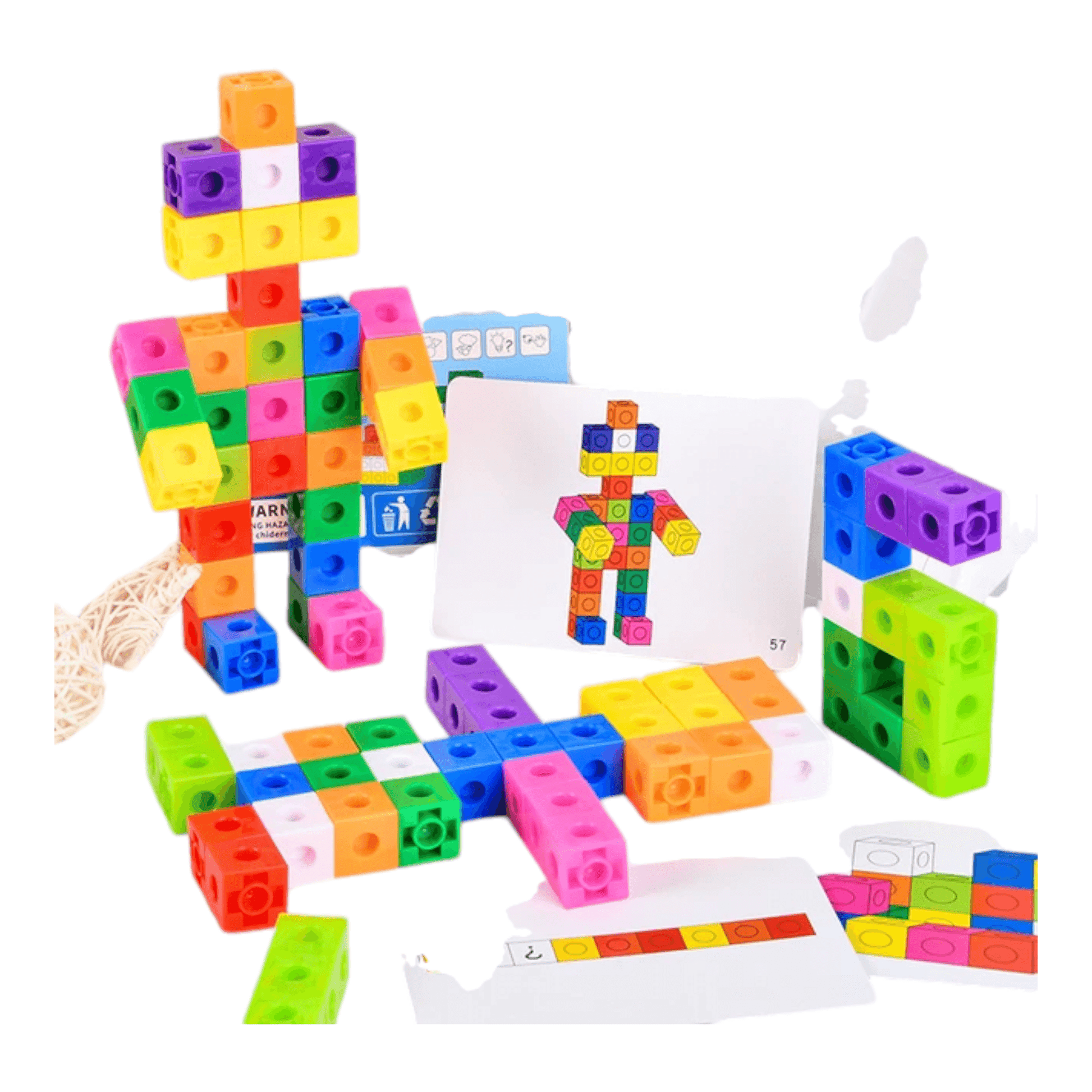 100-Piece MathLink Cubes Set for Kids - Enhance your child’s learning with this colorful, interlocking cube set. Perfect for STEM education, these cubes come in vibrant colors like red, yellow, green, blue, and orange, featuring numbers and math symbols. Ideal for developing fine motor skills and math proficiency. Packaged in a clear storage box for easy organization. A popular choice for interactive learning and educational play. Available now at Giggly Groves.