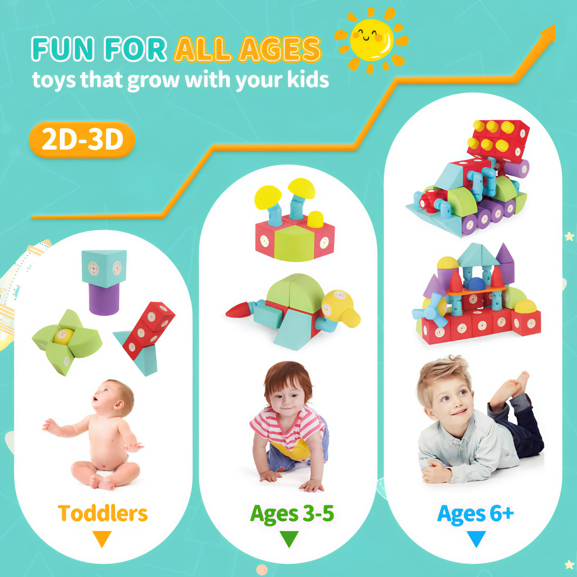 Child playing with colorful magnetic building blocks featuring 360° rotation, bendable joints, and secure magnets—STEM sensory toy for toddlers and preschoolers by Giggly Groves.