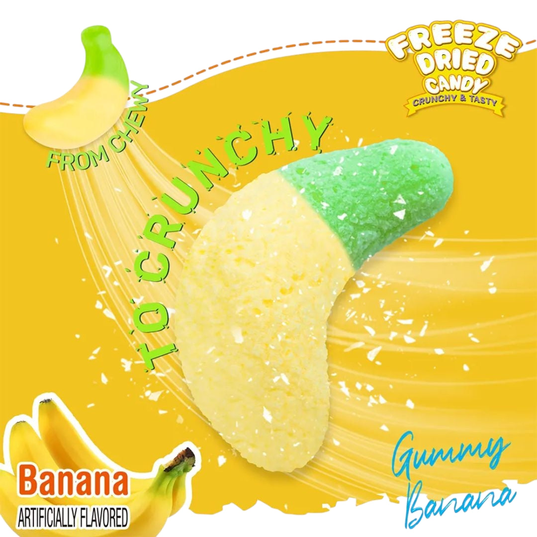 Amos Freeze Dried Sweet Ring Candy in vibrant fruit flavors, showcased in colorful packaging – available now on Giggly Groves