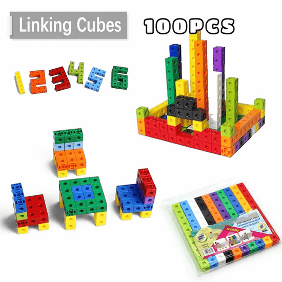 Bridges Math Cubes Engage and Educate: 100-Piece Mathlink Cubes Set for Creative Learning ...