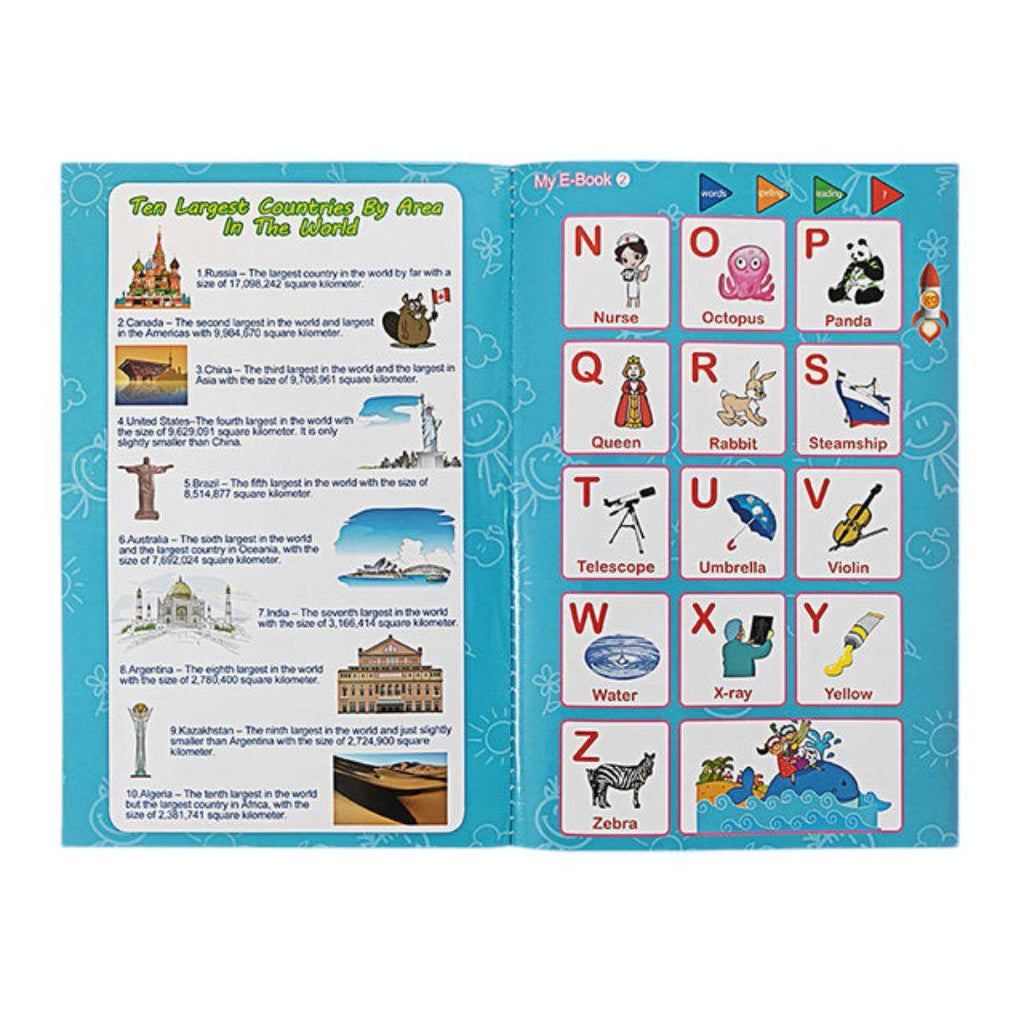 Interactive My English E-Book: Touch & Learn Language Adventure for Kids - Giggly Groves. This vibrant e-book features a colorful cover with smiling children holding hands around a globe, promoting inclusivity and global learning. The interactive touch-and-learn panel enhances the language learning experience, making it perfect for kids aged 3 and above